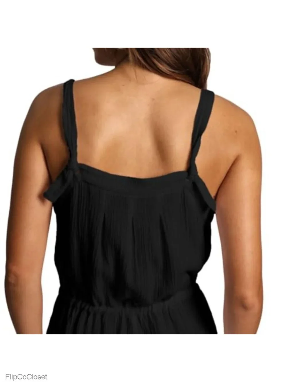 Women's Sleeveless Cotton Gauze Wide-Leg Jumpsuit with Pockets